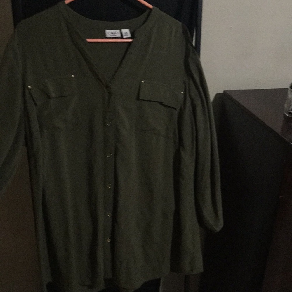 Forest green Blouse from Cato 14/16w button up